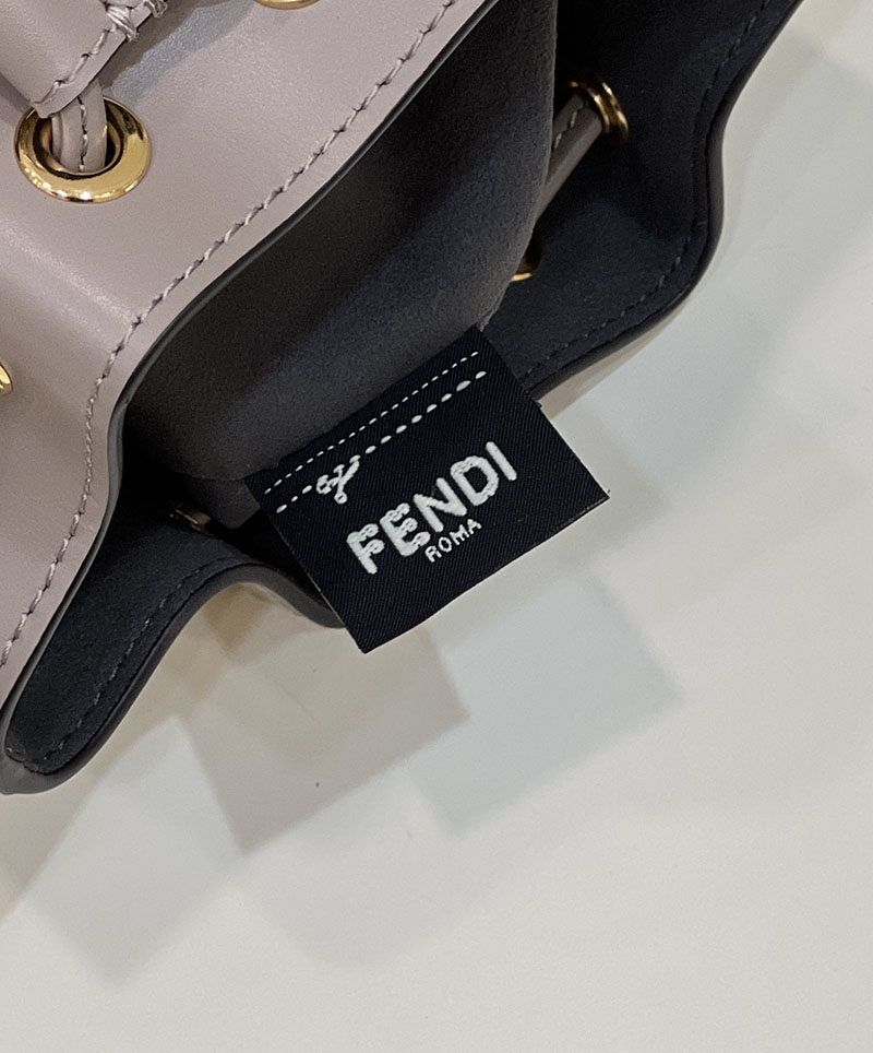 フェンディ 人気バッグ FENDI MINI MON TRESOR ミニ モン トレゾール スモール レザー ロゴ 巾着 鞄 グレージュ 8SB010AC9LF0E65 - 画像 (5)