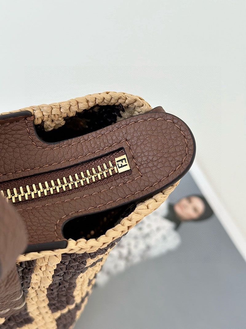 フェンディ 人気バッグ FENDI ロール ミニ ブラウンFFラフィア クロシェミニバッグ 8BS096AS3BF1PII - 画像 (7)