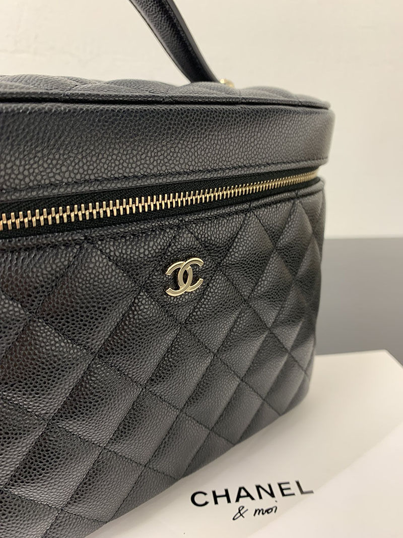 シャネル 新作バッグ H品 CHANEL バニティ ブラック GP マトラッセ キャビアスキン ハンドバッグ AP2573 B10583 C3906 - 画像 (9)