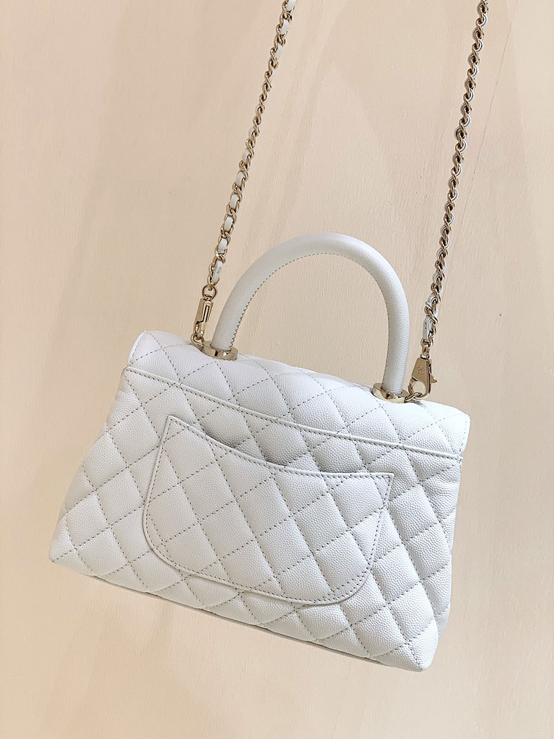 シャネル 新作バッグ H品 CHANEL トップハンドル フラップ バッグ 2WAY チェーンショルダー ホワイト A92990 B05061 10601 - 画像 (8)