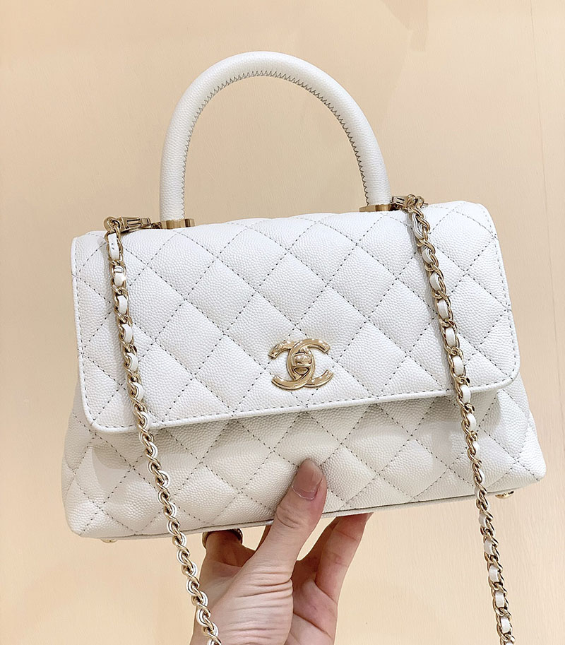 シャネル 新作バッグ H品 CHANEL トップハンドル フラップ バッグ 2WAY チェーンショルダー ホワイト A92990 B05061 10601 - 画像 (7)
