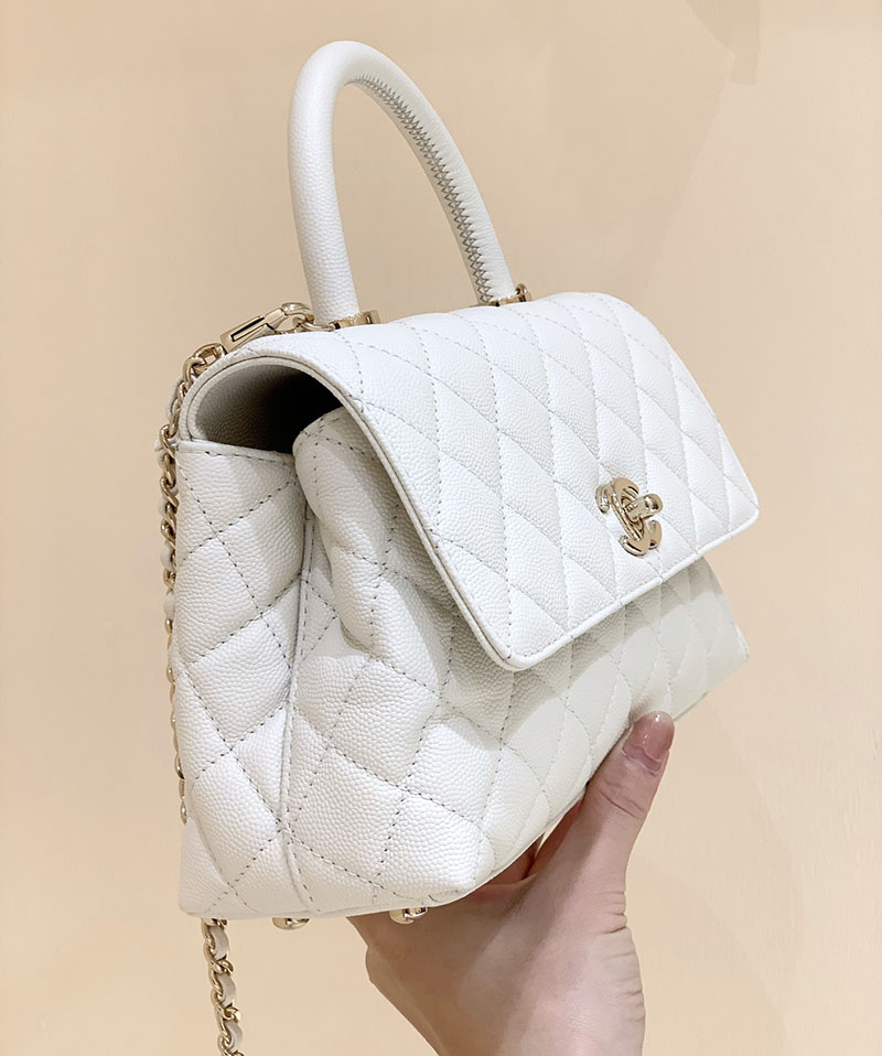 シャネル 新作バッグ H品 CHANEL トップハンドル フラップ バッグ 2WAY チェーンショルダー ホワイト A92990 B05061 10601 - 画像 (6)