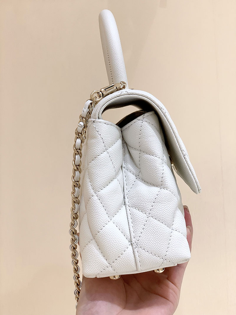シャネル 新作バッグ H品 CHANEL トップハンドル フラップ バッグ 2WAY チェーンショルダー ホワイト A92990 B05061 10601 - 画像 (5)