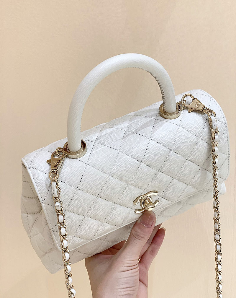 シャネル 新作バッグ H品 CHANEL トップハンドル フラップ バッグ 2WAY チェーンショルダー ホワイト A92990 B05061 10601 - 画像 (4)
