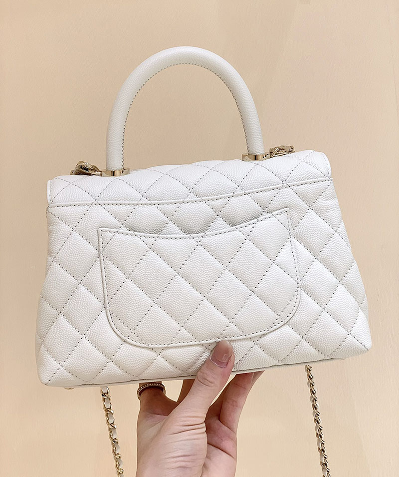 シャネル 新作バッグ H品 CHANEL トップハンドル フラップ バッグ 2WAY チェーンショルダー ホワイト A92990 B05061 10601 - 画像 (3)