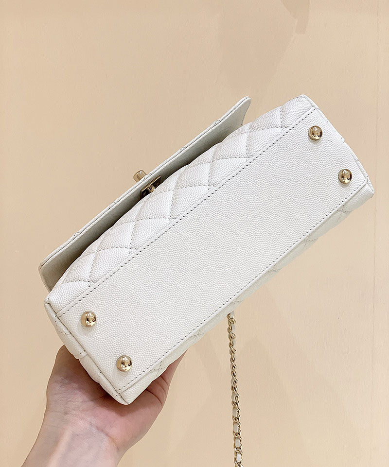 シャネル 新作バッグ H品 CHANEL トップハンドル フラップ バッグ 2WAY チェーンショルダー ホワイト A92990 B05061 10601 - 画像 (2)