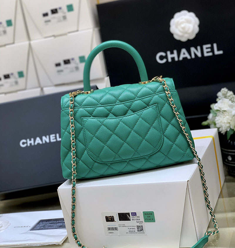 シャネル 新作バッグ H品 CHANEL トップハンドル フラップ バッグ 2WAY チェーンショルダー グリーン A92990 B05061 NM369 - 画像 (8)