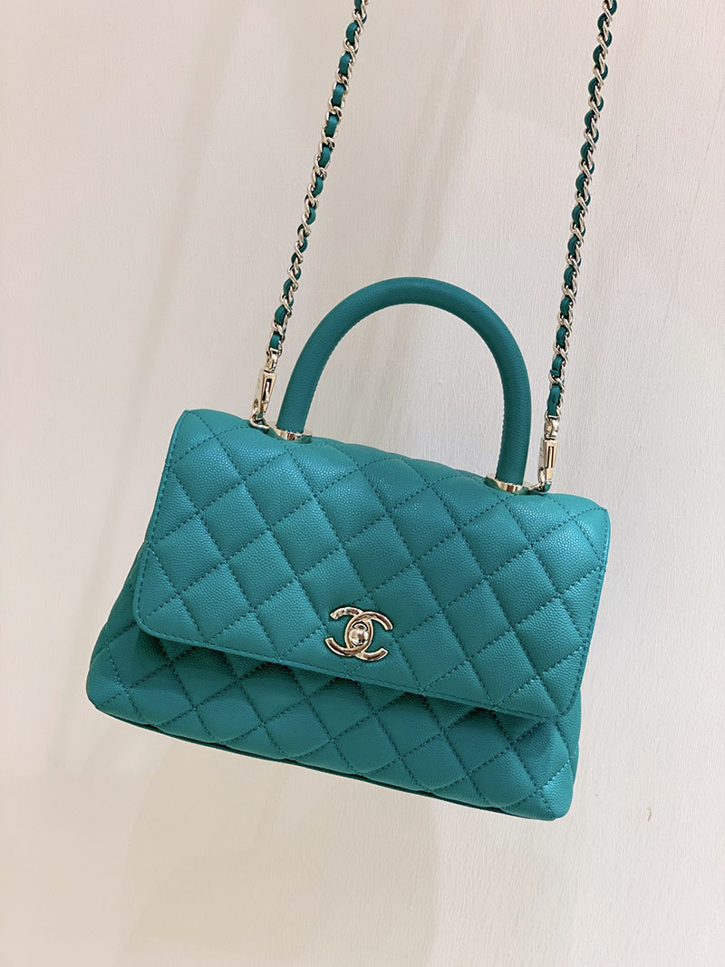 シャネル 新作バッグ H品 CHANEL トップハンドル フラップ バッグ 2WAY チェーンショルダー グリーン A92990 B05061 NM369 - 画像 (6)