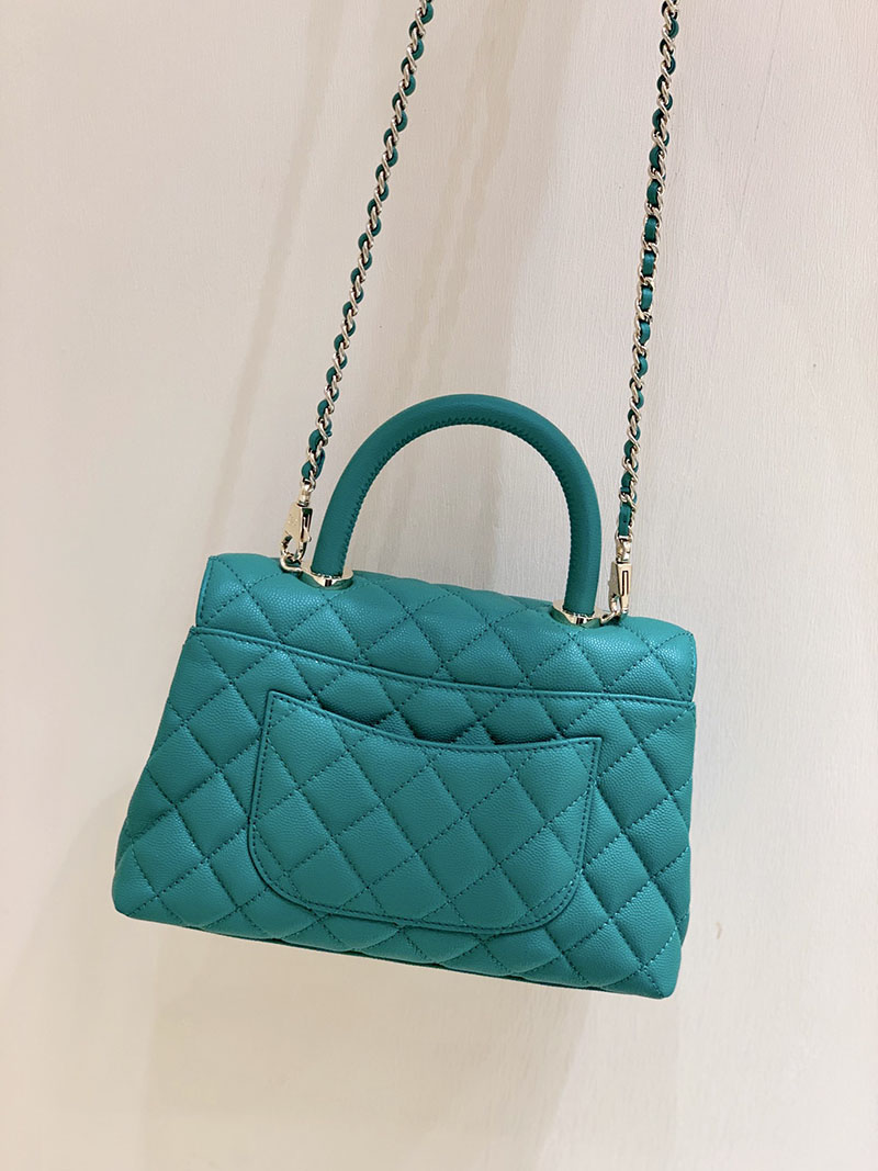 シャネル 新作バッグ H品 CHANEL トップハンドル フラップ バッグ 2WAY チェーンショルダー グリーン A92990 B05061 NM369 - 画像 (4)