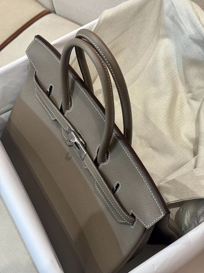 エルメス アウトレット 店舗 HERMES バーキン35 エトゥープ トゴ シルバー金具 2520863 エルメスバッグ 人気 - 画像 (3)