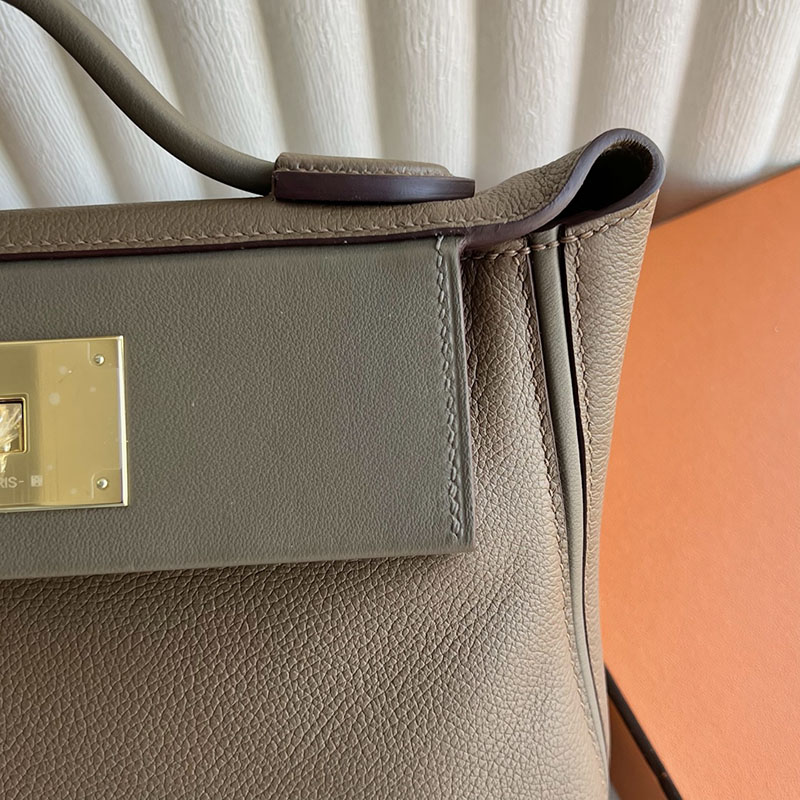 HERMES ミニ ヴァンキャトル エトゥープ/ベージュドゥワイマール エバーカラー/スイフト ゴールド金具 2521221 ヴァンキャトルミニ 定価 - 画像 (9)