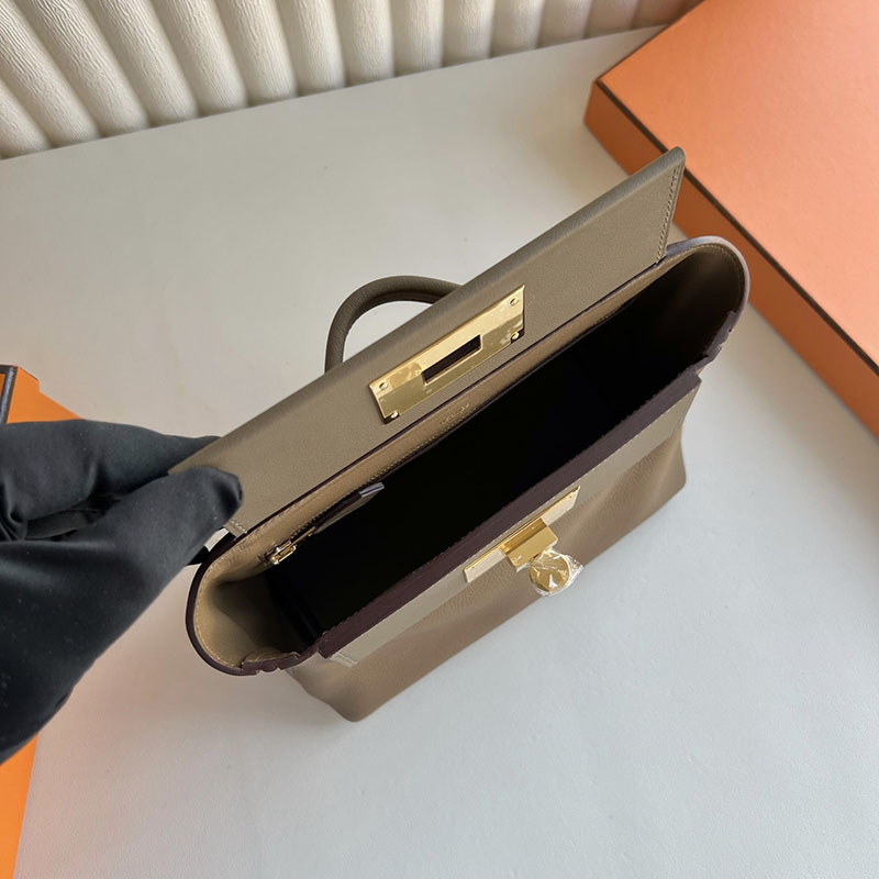 HERMES ミニ ヴァンキャトル エトゥープ/ベージュドゥワイマール エバーカラー/スイフト ゴールド金具 2521221 ヴァンキャトルミニ 定価 - 画像 (5)