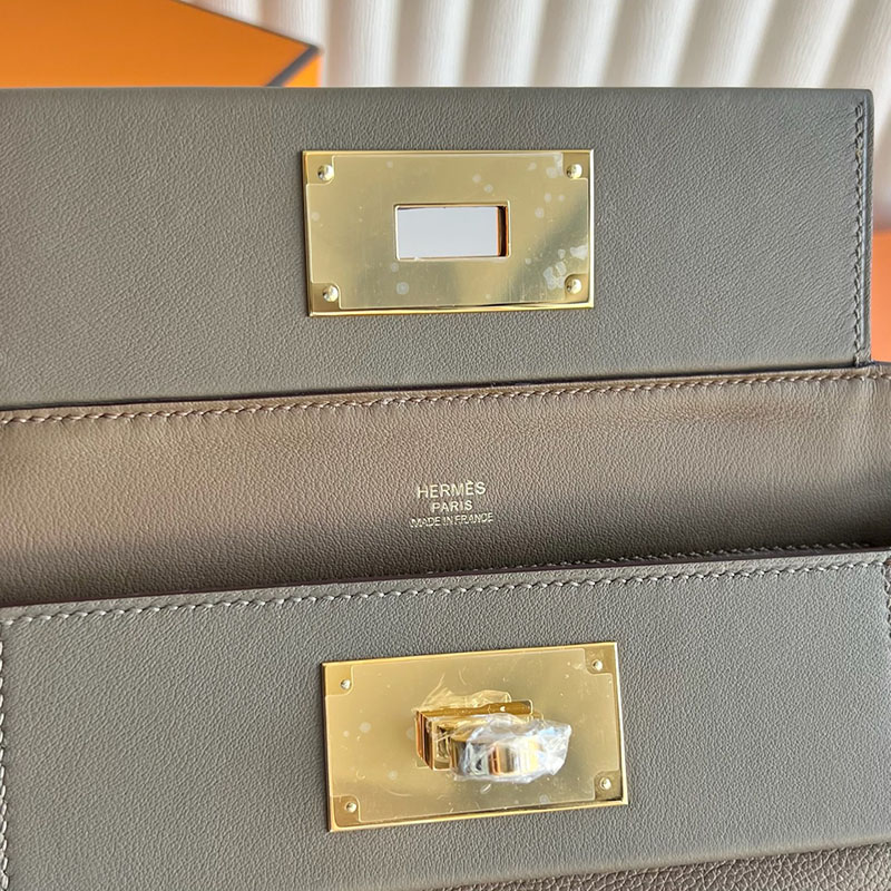 HERMES ミニ ヴァンキャトル エトゥープ/ベージュドゥワイマール エバーカラー/スイフト ゴールド金具 2521221 ヴァンキャトルミニ 定価 - 画像 (4)
