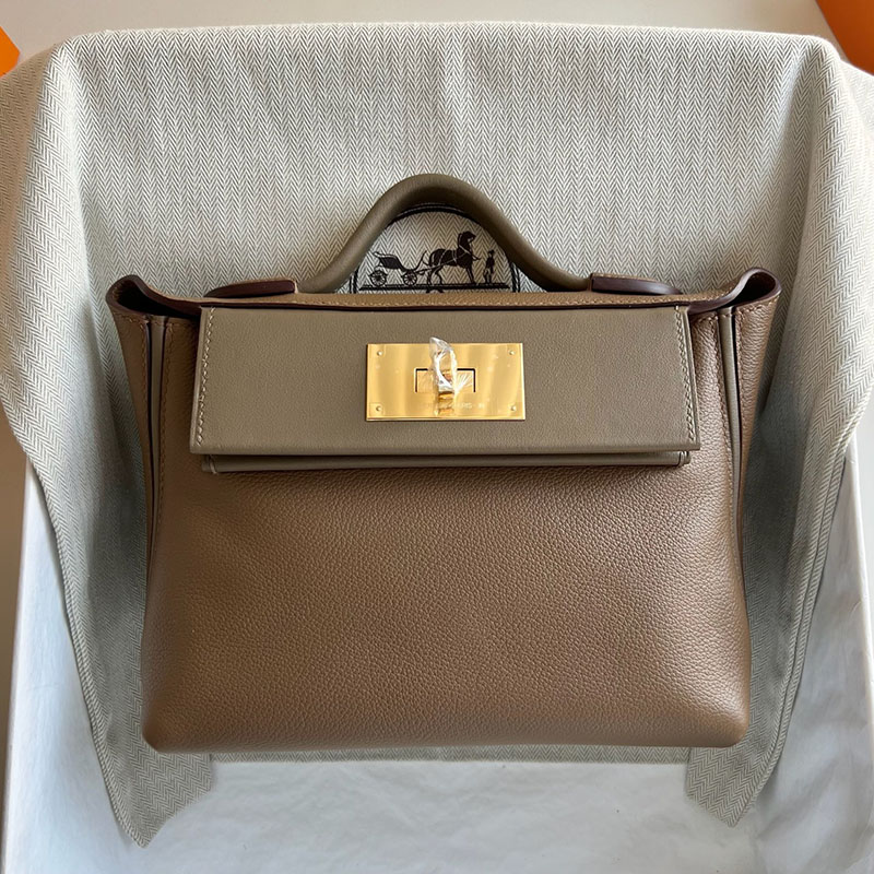 HERMES ミニ ヴァンキャトル エトゥープ/ベージュドゥワイマール エバーカラー/スイフト ゴールド金具 2521221 ヴァンキャトルミニ 定価 - 画像 (2)