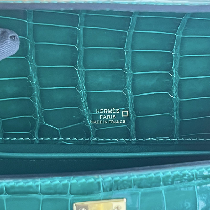 エルメス バッグ 人気 HERMES ポシェットケリー ヴェールエメラルド クロコダイル アリゲーターマット ゴールド金具 2521249 ケリーバッグ クロコダイル - 画像 (5)