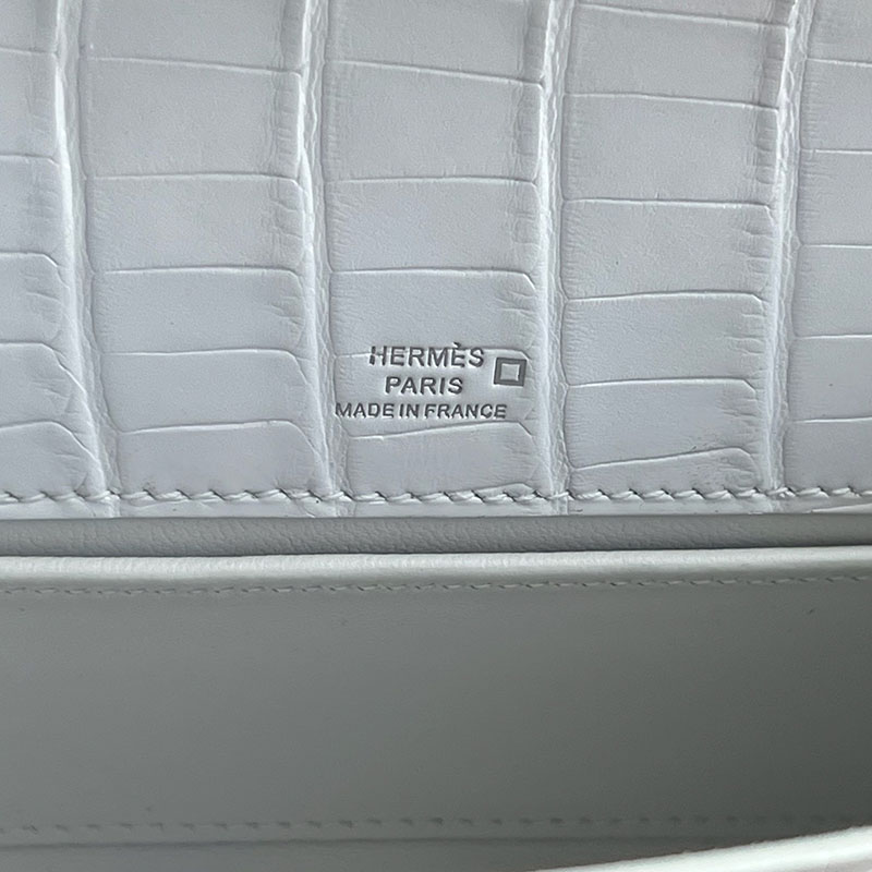 並行輸入品 HERMES ポシェットケリー 白 ホワイト クロコダイル アリゲーターマット シルバー金具 2521290 ケリーバッグ クロコダイル - 画像 (4)