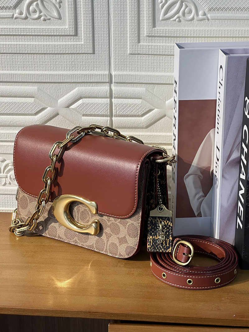 COACH CM551 B4XHG アイドル バッグ・シグネチャー キャンバス・スネークスキン ディテール 超N品 コーチ バッグ 人気 - 画像 (6)