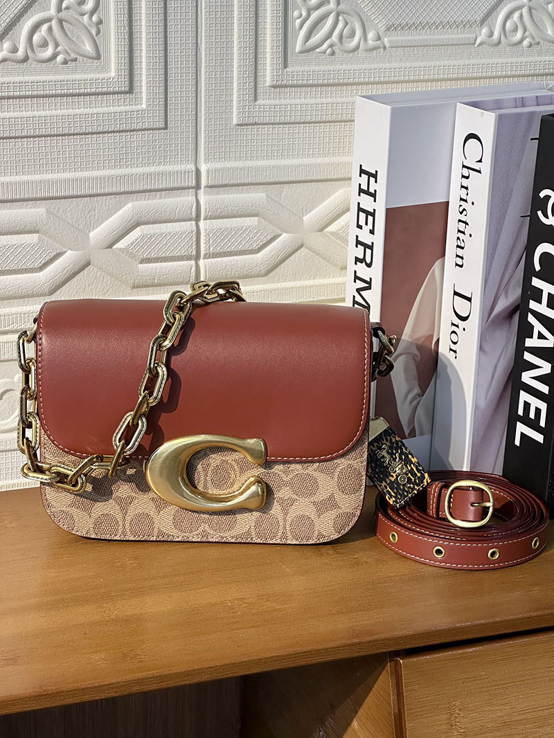 COACH CM551 B4XHG アイドル バッグ・シグネチャー キャンバス・スネークスキン ディテール 超N品 コーチ バッグ 人気 - 画像 (5)
