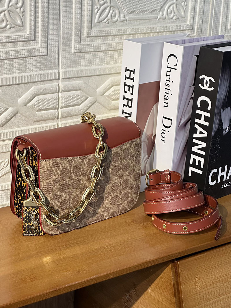 COACH CM551 B4XHG アイドル バッグ・シグネチャー キャンバス・スネークスキン ディテール 超N品 コーチ バッグ 人気 - 画像 (4)