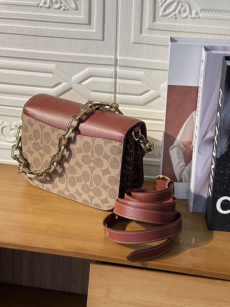 COACH CM551 B4XHG アイドル バッグ・シグネチャー キャンバス・スネークスキン ディテール 超N品 コーチ バッグ 人気 - 画像 (3)