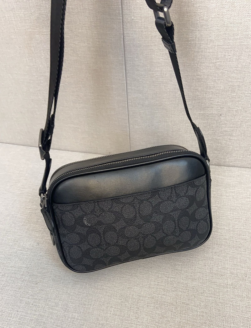 COACH CV921 QBMI5 シグネチャー グラハム クロスボディ チャコール×ブラック 超N品 コーチショルダーバッグ斜めがけメンズ - 画像 (9)