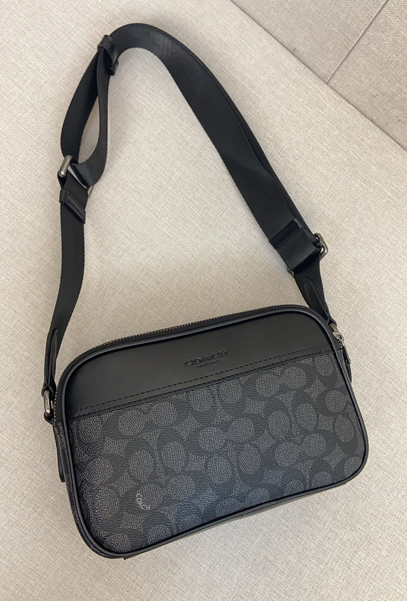 COACH CV921 QBMI5 シグネチャー グラハム クロスボディ チャコール×ブラック 超N品 コーチショルダーバッグ斜めがけメンズ - 画像 (7)