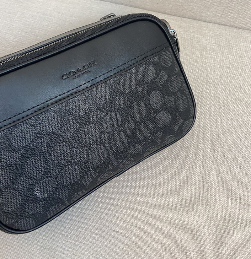 COACH CV921 QBMI5 シグネチャー グラハム クロスボディ チャコール×ブラック 超N品 コーチショルダーバッグ斜めがけメンズ - 画像 (6)