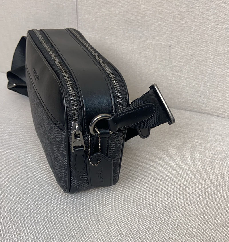 COACH CV921 QBMI5 シグネチャー グラハム クロスボディ チャコール×ブラック 超N品 コーチショルダーバッグ斜めがけメンズ - 画像 (5)