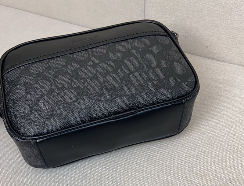 COACH CV921 QBMI5 シグネチャー グラハム クロスボディ チャコール×ブラック 超N品 コーチショルダーバッグ斜めがけメンズ - 画像 (4)