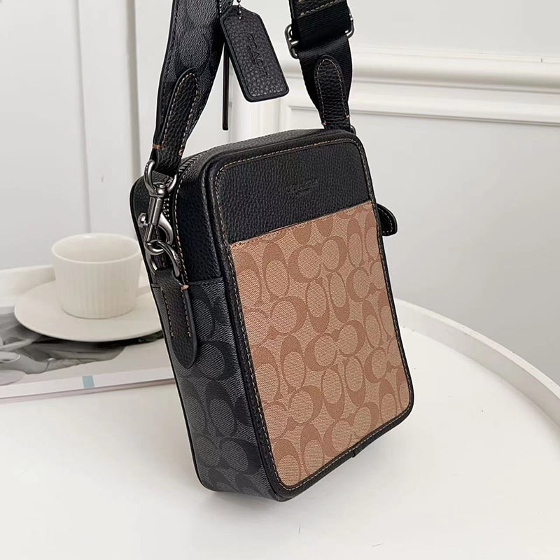 COACH CC090 QBTUP サリバン クロスボディ ブロックド シグネチャー キャンバス カーキ/チャコール 超N品 コーチ バッグ メンズ ショルダー - 画像 (8)