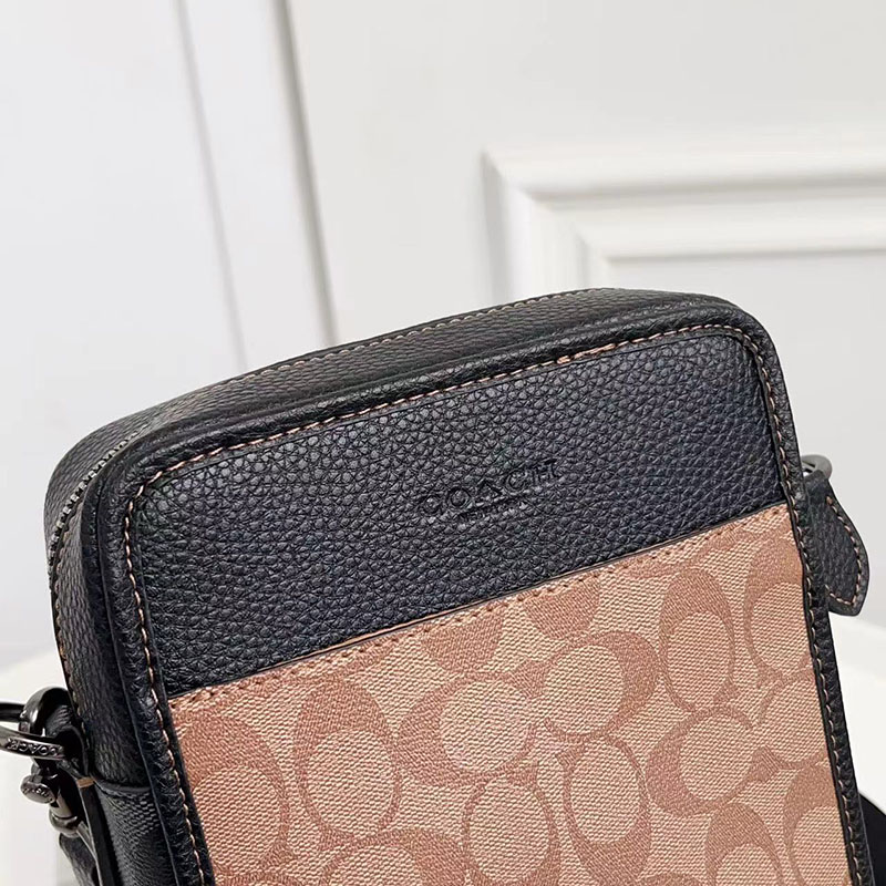 COACH CC090 QBTUP サリバン クロスボディ ブロックド シグネチャー キャンバス カーキ/チャコール 超N品 コーチ バッグ メンズ ショルダー - 画像 (5)