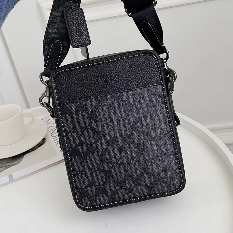 COACH CC090 QBMI5 サリバン クロスボディ ブロックド シグネチャー キャンバス チャコール/ブラック 超N品 コーチ バッグ メンズ ショルダー - 画像 (9)