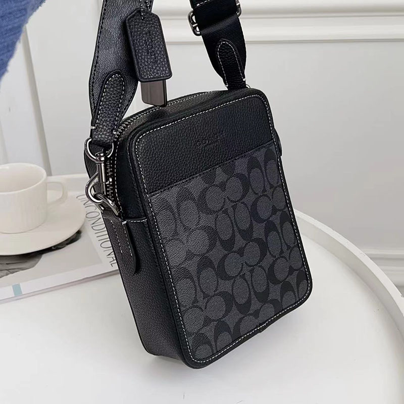 COACH CC090 QBMI5 サリバン クロスボディ ブロックド シグネチャー キャンバス チャコール/ブラック 超N品 コーチ バッグ メンズ ショルダー - 画像 (8)