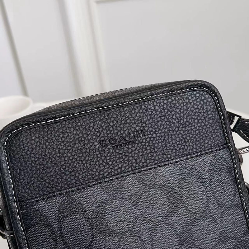 COACH CC090 QBMI5 サリバン クロスボディ ブロックド シグネチャー キャンバス チャコール/ブラック 超N品 コーチ バッグ メンズ ショルダー - 画像 (4)