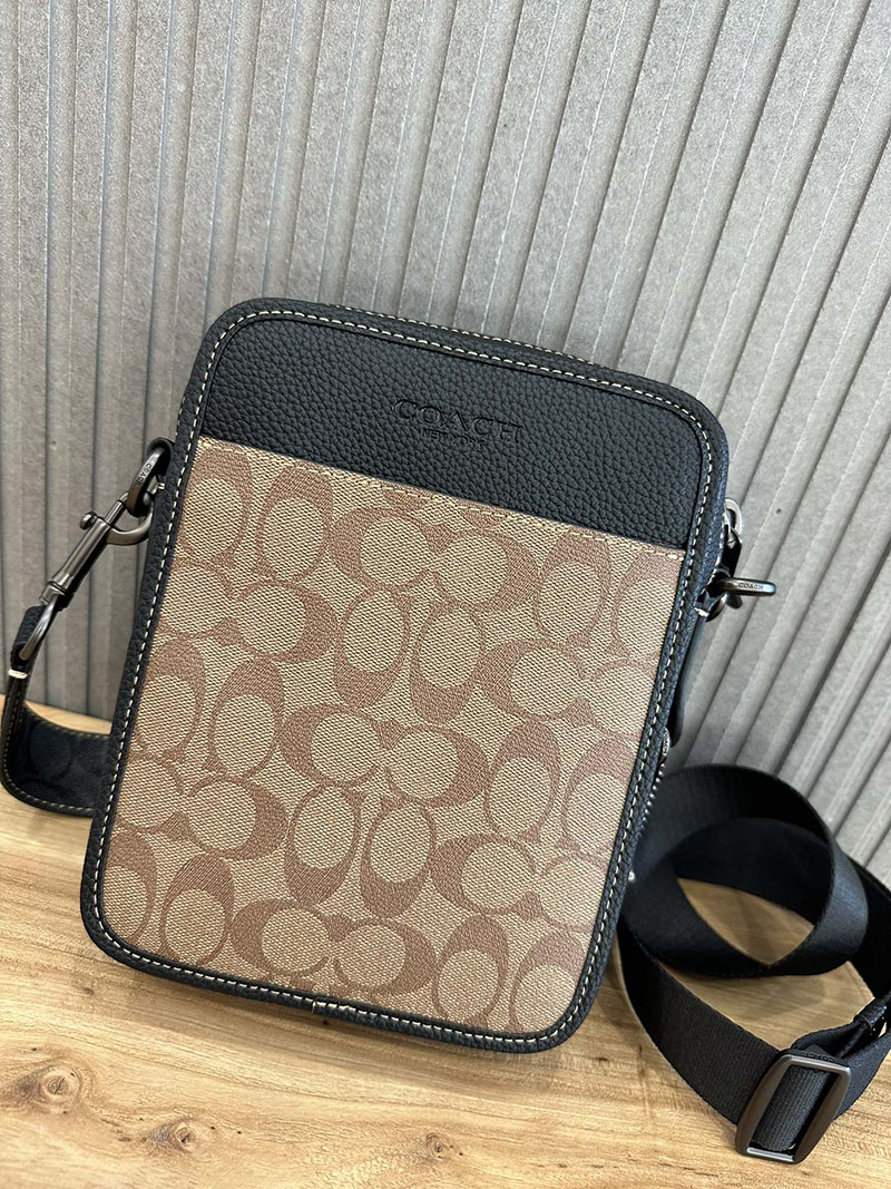 COACH CC090 QBTUP サリバン クロスボディ ブロックド シグネチャー キャンバス カーキ/チャコール 超N品 コーチ バッグ メンズ ショルダー - 画像 (8)