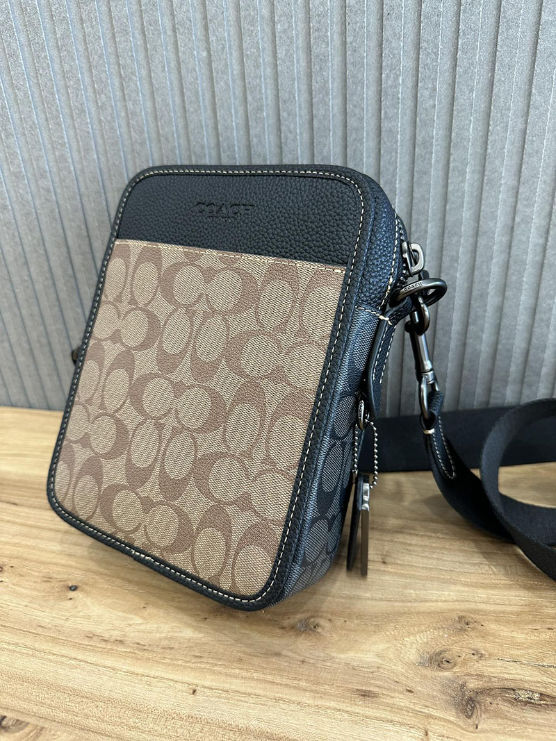 COACH CC090 QBTUP サリバン クロスボディ ブロックド シグネチャー キャンバス カーキ/チャコール 超N品 コーチ バッグ メンズ ショルダー - 画像 (7)