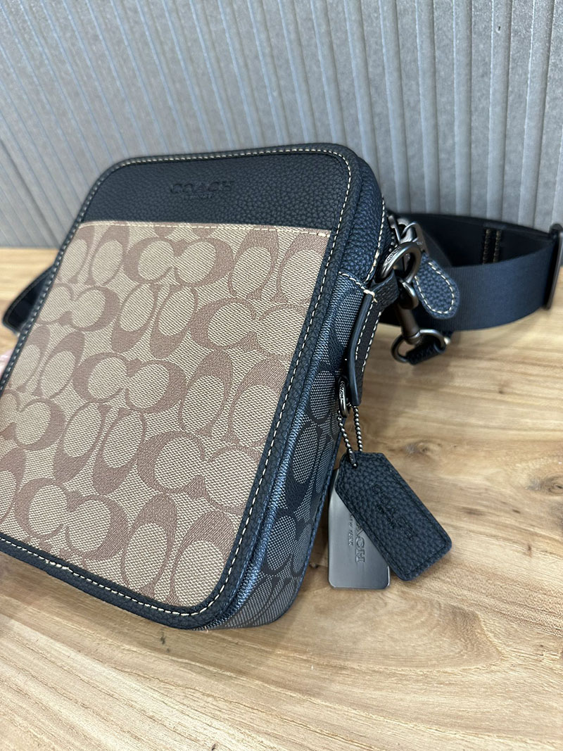 COACH CC090 QBTUP サリバン クロスボディ ブロックド シグネチャー キャンバス カーキ/チャコール 超N品 コーチ バッグ メンズ ショルダー - 画像 (6)