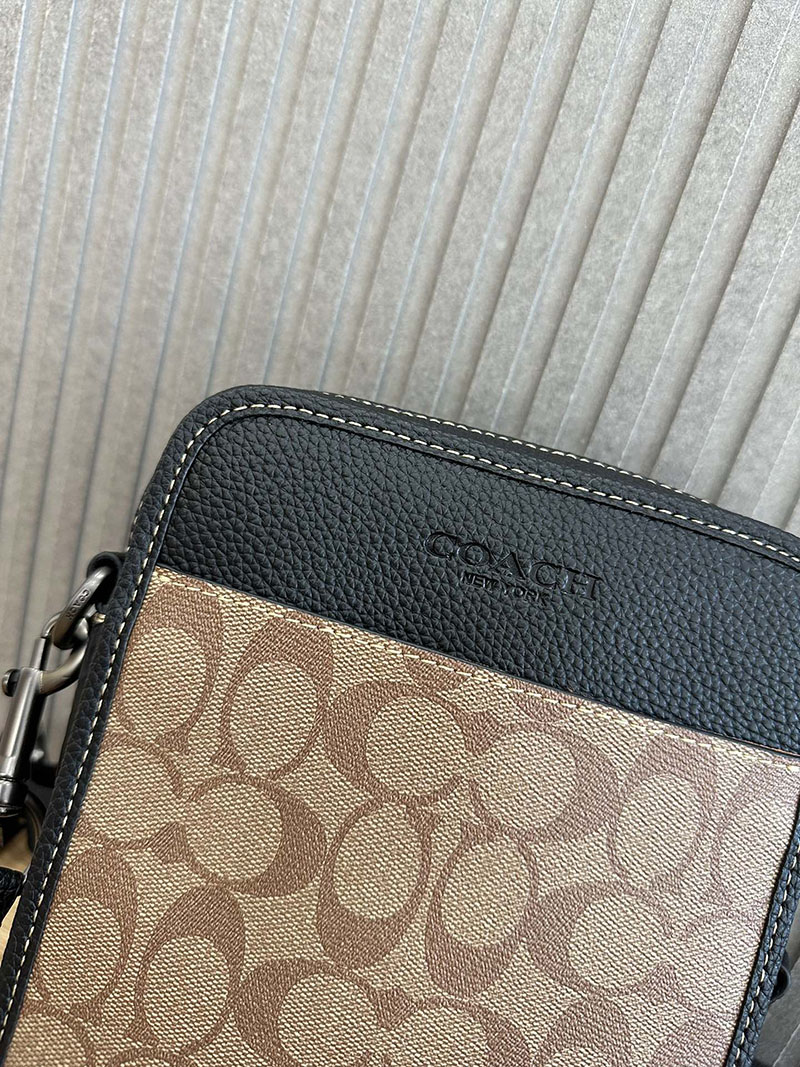 COACH CC090 QBTUP サリバン クロスボディ ブロックド シグネチャー キャンバス カーキ/チャコール 超N品 コーチ バッグ メンズ ショルダー - 画像 (5)