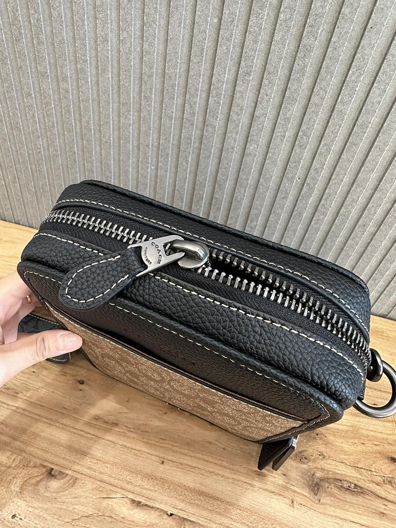 COACH CC090 QBTUP サリバン クロスボディ ブロックド シグネチャー キャンバス カーキ/チャコール 超N品 コーチ バッグ メンズ ショルダー - 画像 (4)