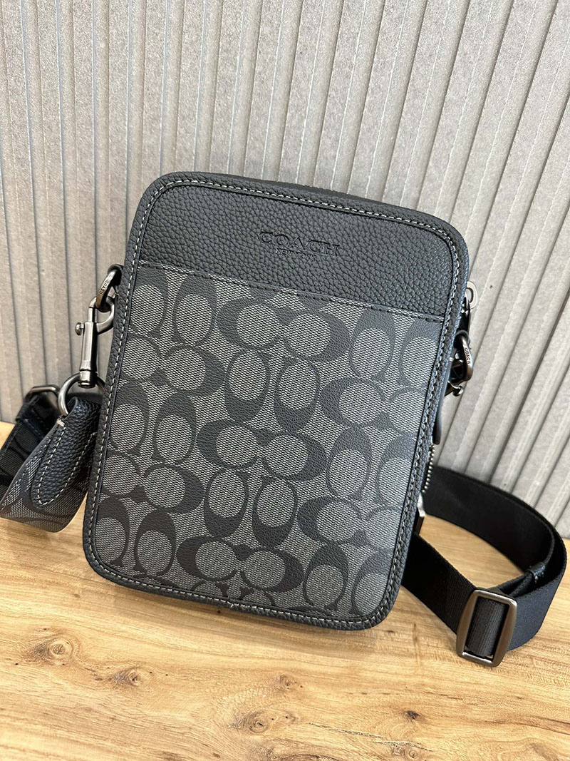 COACH CC090 QBMI5 サリバン クロスボディ ブロックド シグネチャー キャンバス チャコール/ブラック 超N品 コーチ バッグ メンズ ショルダー - 画像 (8)