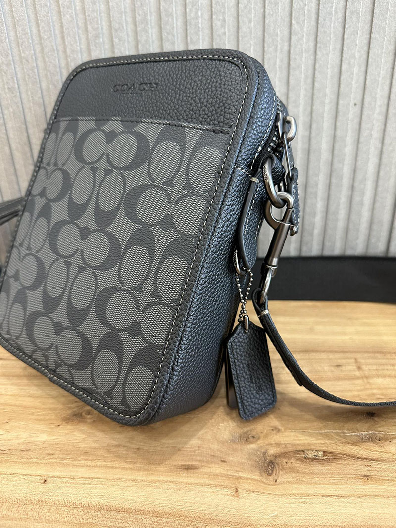 COACH CC090 QBMI5 サリバン クロスボディ ブロックド シグネチャー キャンバス チャコール/ブラック 超N品 コーチ バッグ メンズ ショルダー - 画像 (7)