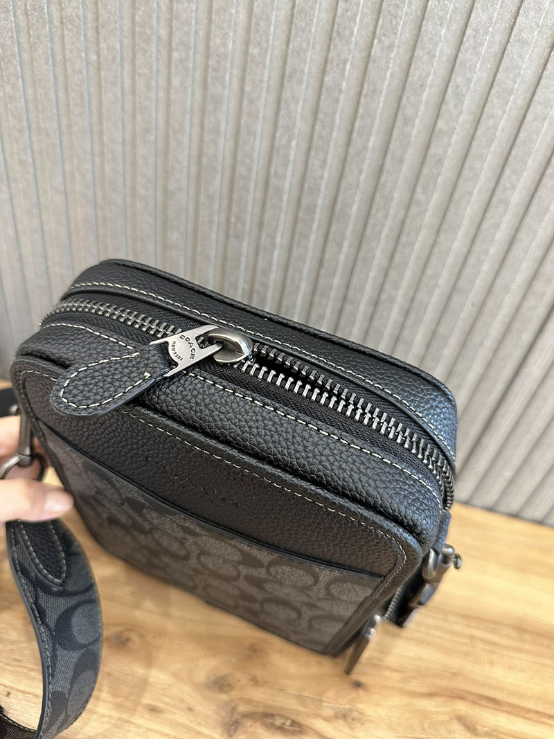 COACH CC090 QBMI5 サリバン クロスボディ ブロックド シグネチャー キャンバス チャコール/ブラック 超N品 コーチ バッグ メンズ ショルダー - 画像 (3)