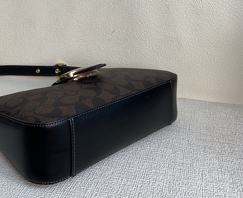 COACH CP005 IMXAQ エライザ ショルダー バッグ・シグネチャー キャンバス ウォルナット×ブラック 超N品 レディース コーチ バッグ人気 - 画像 (5)