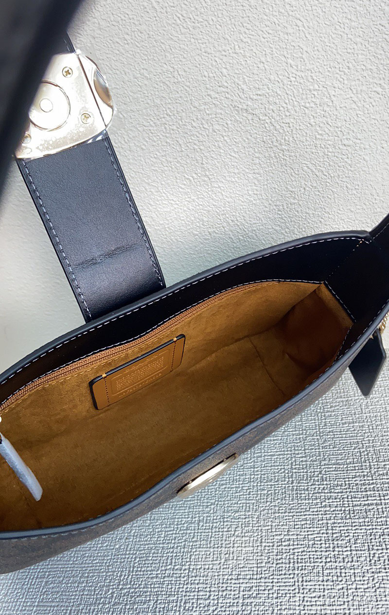 COACH CP005 IMXAQ エライザ ショルダー バッグ・シグネチャー キャンバス ウォルナット×ブラック 超N品 レディース コーチ バッグ人気 - 画像 (3)