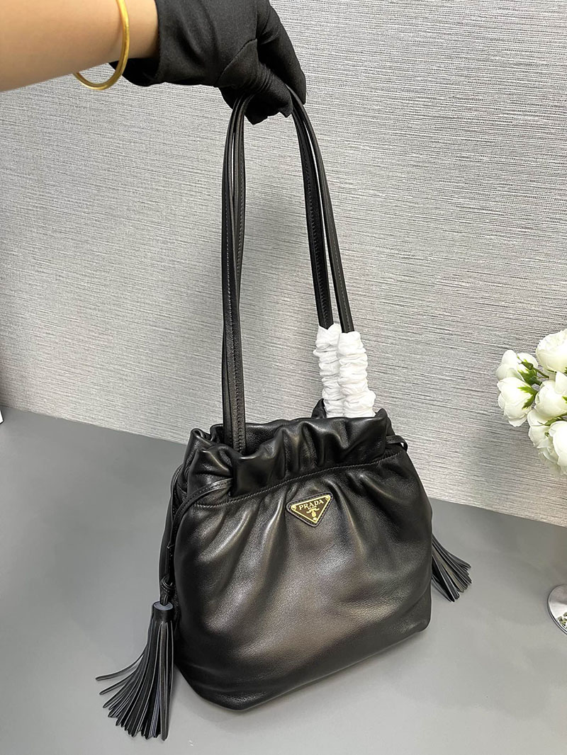プラダ アウトレット PRADA フリンジ付き ナッパレザー ショルダーバッグ 1BG541_2DX8_F0002_V_OOO ブラック H品 レディース プラダ ショルダーバッグ - 画像 (7)