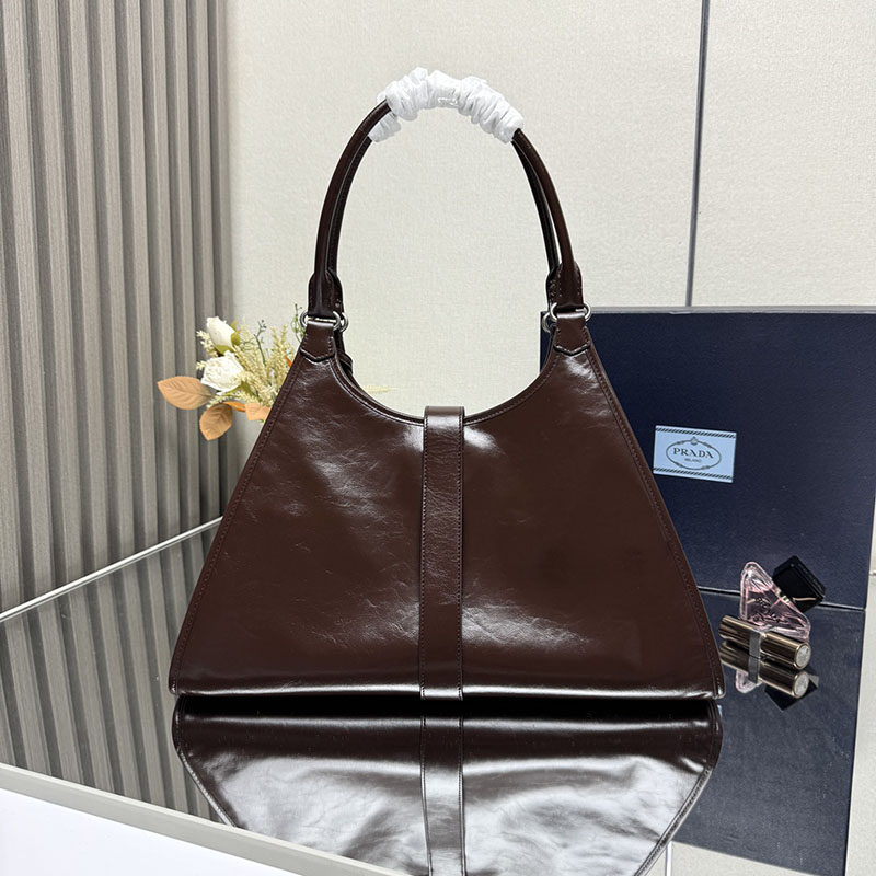 プラダ アウトレット PRADA ラージ レザー トートバッグ 1BG570_2CYR_F01D6_V_OOO ダークブラウン H品 レディース プラダ ショルダーバッグ - 画像 (9)