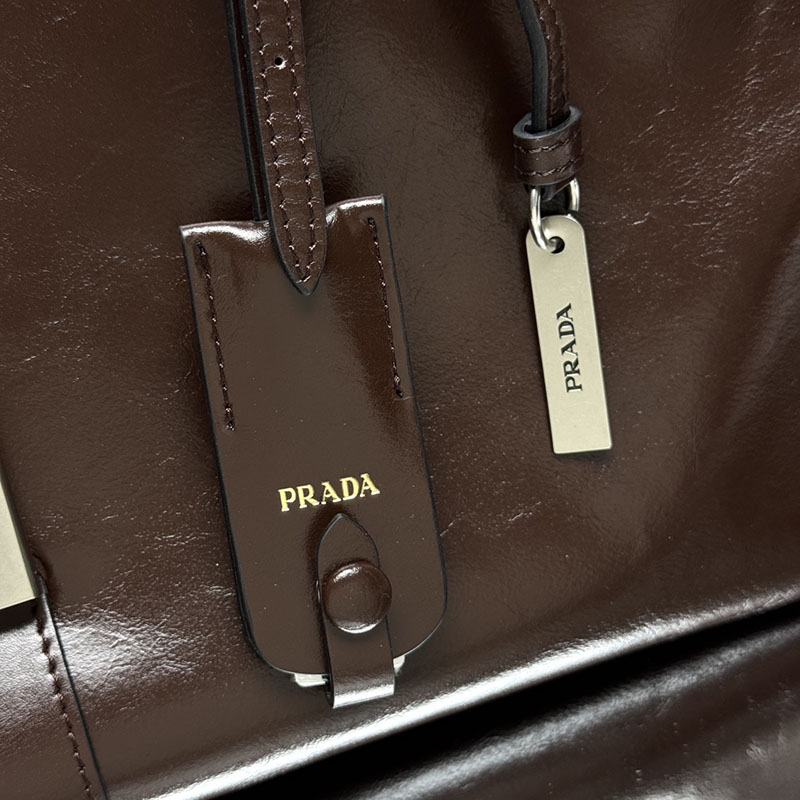 プラダ アウトレット PRADA ラージ レザー トートバッグ 1BG570_2CYR_F01D6_V_OOO ダークブラウン H品 レディース プラダ ショルダーバッグ - 画像 (5)