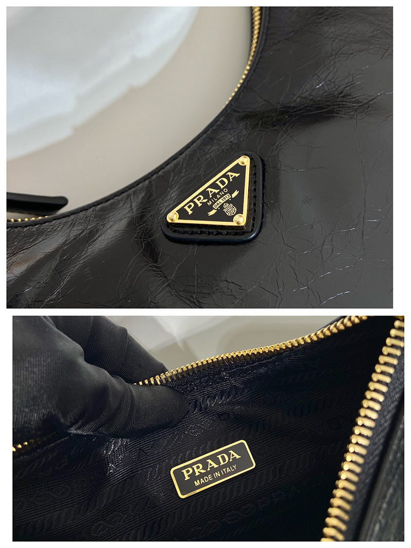 プラダ アウトレット PRADA Re-Edition ナプラックパテントレザー ミニバッグ 1BC204_2DNT_F0002_V_QOM H品 プラダレディースバッグ - 画像 (2)