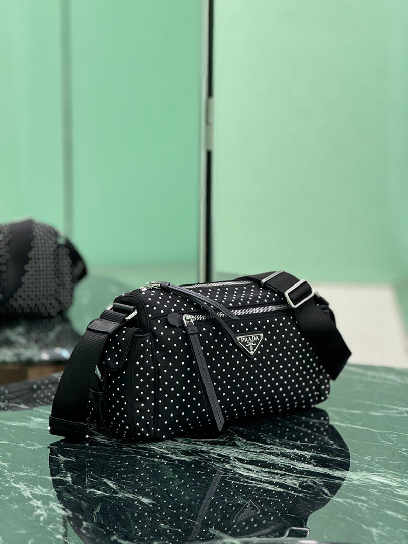 プラダ アウトレット PRADA Re-Nylon ショルダーバック スタッズ 1BC236_2HGV_F0002 ブラック H品 プラダ ショルダーバッグ アウトレット - 画像 (9)