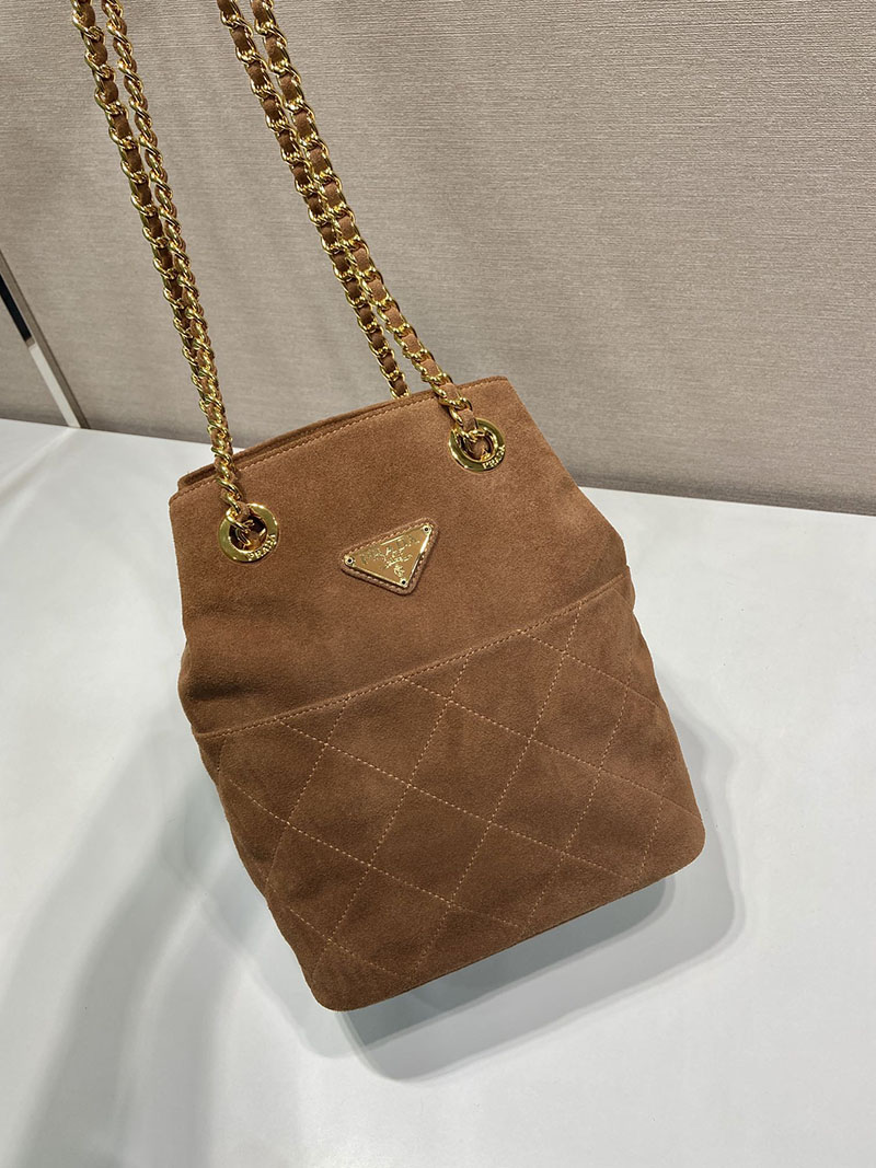 プラダ アウトレット PRADA テスートナイロン チェーン ショルダーバッグ トートバッグ 肩掛けかばん 1BD601 ブラウン H品 プラダ チェーンバッグ アウトレット - 画像 (9)